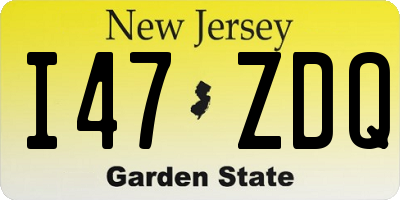 NJ license plate I47ZDQ