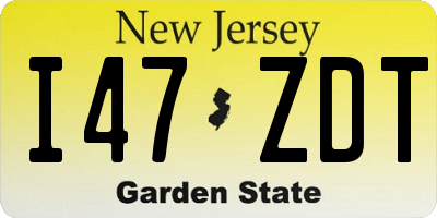 NJ license plate I47ZDT