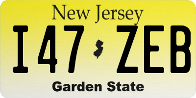NJ license plate I47ZEB