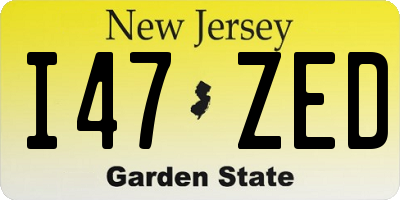 NJ license plate I47ZED