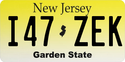 NJ license plate I47ZEK