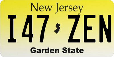 NJ license plate I47ZEN