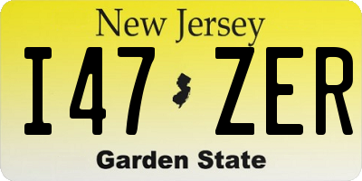 NJ license plate I47ZER