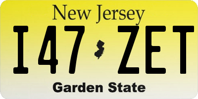 NJ license plate I47ZET