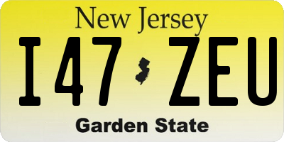 NJ license plate I47ZEU