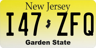 NJ license plate I47ZFQ