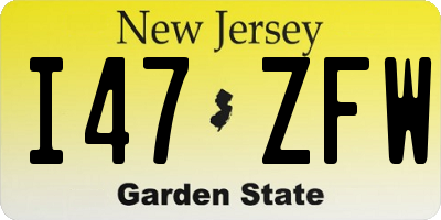 NJ license plate I47ZFW