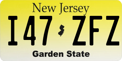 NJ license plate I47ZFZ