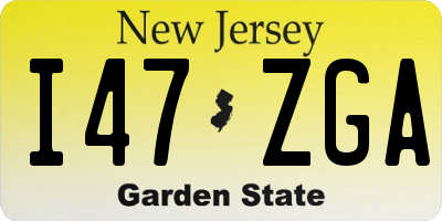 NJ license plate I47ZGA