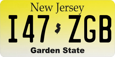 NJ license plate I47ZGB