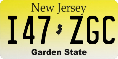 NJ license plate I47ZGC