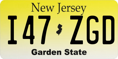 NJ license plate I47ZGD