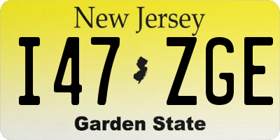 NJ license plate I47ZGE