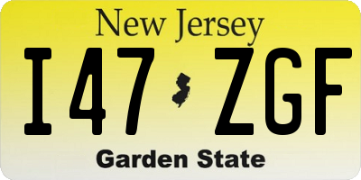 NJ license plate I47ZGF