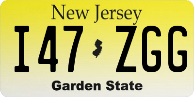 NJ license plate I47ZGG