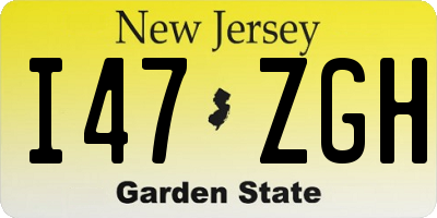 NJ license plate I47ZGH