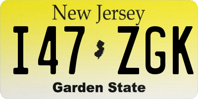 NJ license plate I47ZGK