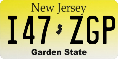 NJ license plate I47ZGP
