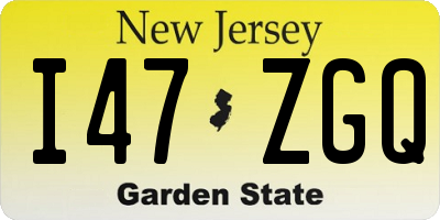 NJ license plate I47ZGQ