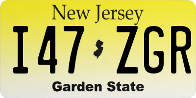 NJ license plate I47ZGR