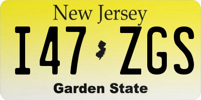 NJ license plate I47ZGS