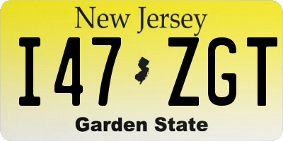 NJ license plate I47ZGT