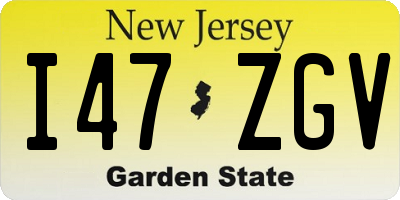 NJ license plate I47ZGV