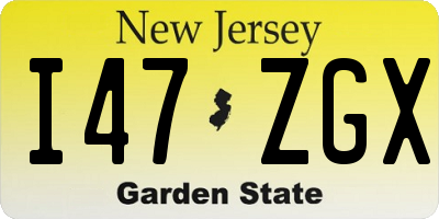 NJ license plate I47ZGX