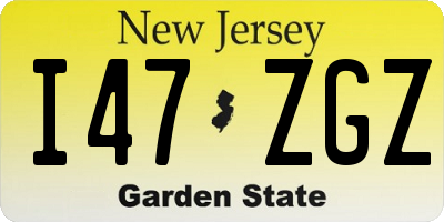 NJ license plate I47ZGZ