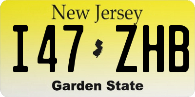 NJ license plate I47ZHB