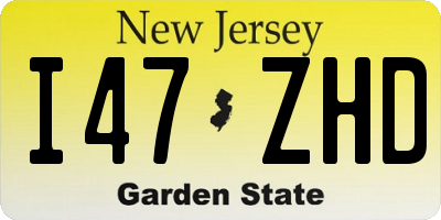 NJ license plate I47ZHD