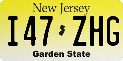 NJ license plate I47ZHG