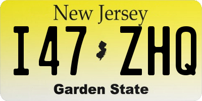 NJ license plate I47ZHQ