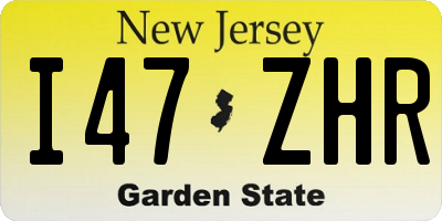 NJ license plate I47ZHR