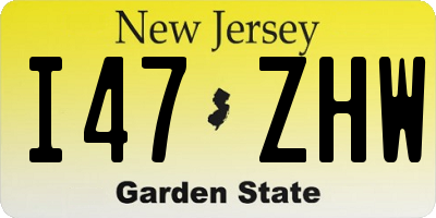NJ license plate I47ZHW