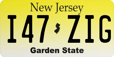 NJ license plate I47ZIG