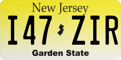 NJ license plate I47ZIR