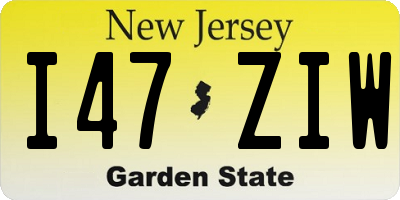 NJ license plate I47ZIW