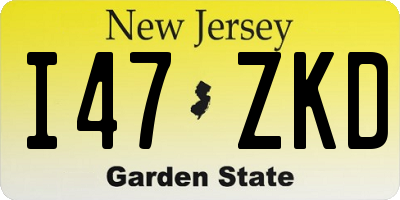 NJ license plate I47ZKD