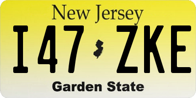 NJ license plate I47ZKE