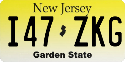 NJ license plate I47ZKG