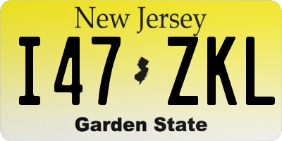 NJ license plate I47ZKL