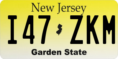 NJ license plate I47ZKM