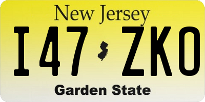 NJ license plate I47ZKO