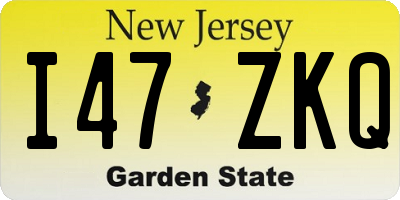 NJ license plate I47ZKQ