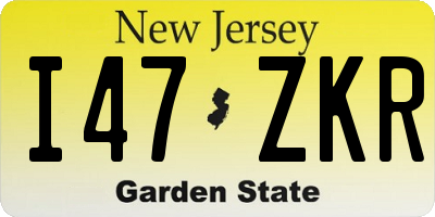 NJ license plate I47ZKR