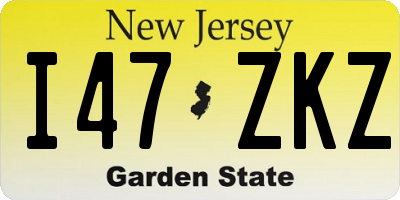 NJ license plate I47ZKZ