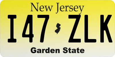 NJ license plate I47ZLK