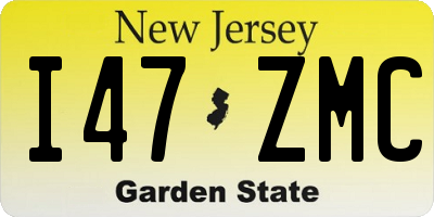 NJ license plate I47ZMC