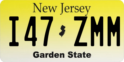 NJ license plate I47ZMM